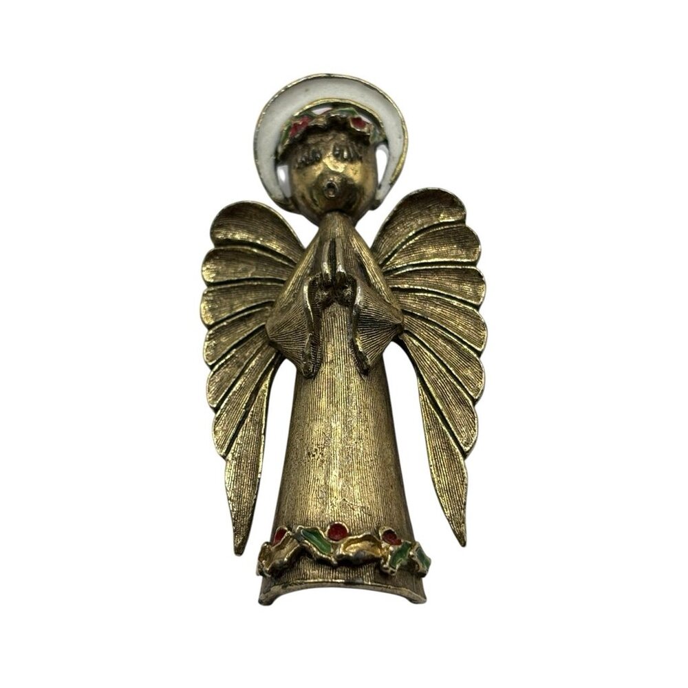 Vintage Arthur Pepper Brooch Praying Angel‎ Pin GoldTone Signed ART Book Piece